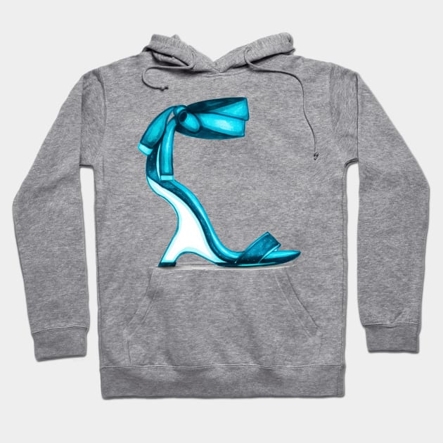 Aqua Blue Women's Open Toe Heels Hoodie by Svetlana Pelin